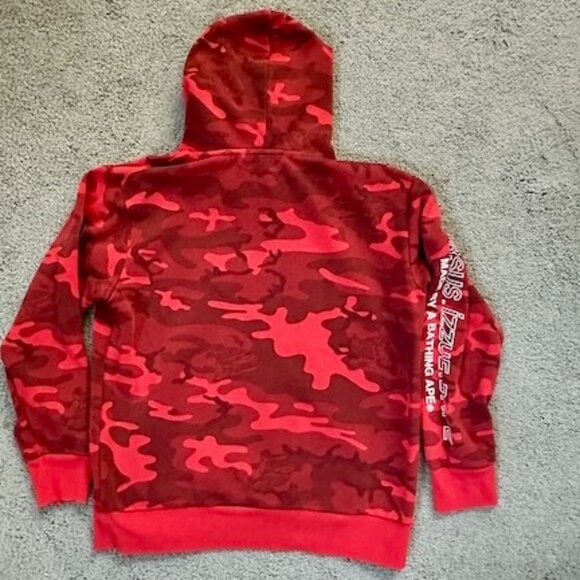 Bathing Ape URSUS IZZUE BAPE Basic Sweat Red Camo Hoodie Full Zip Sz XL - EUC - Picture 11 of 15